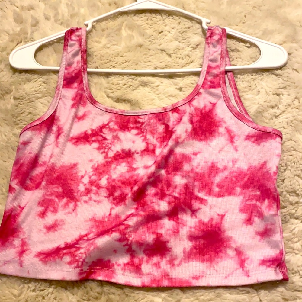 Pink tie dye cropped tank